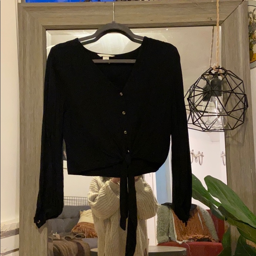 H&M button up tied top